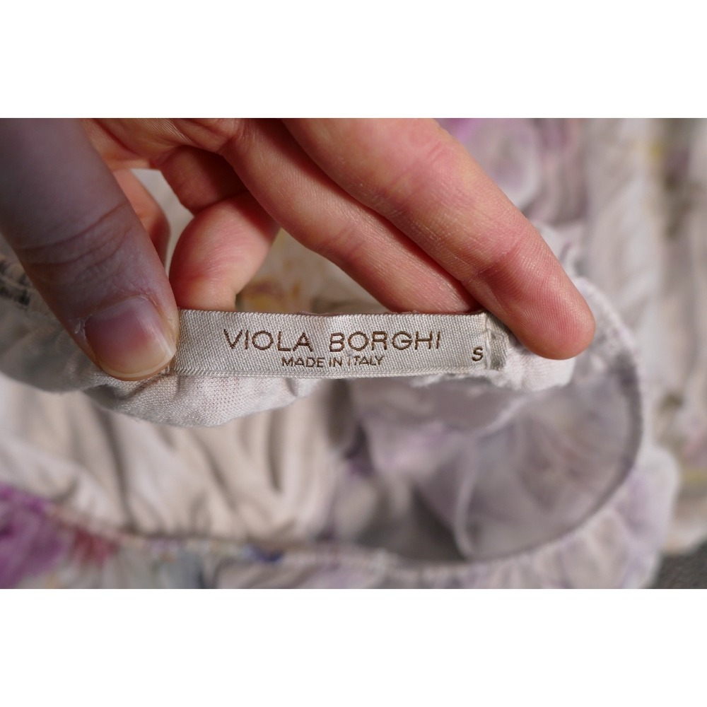 Viola Borghi Women Floral Made in Italy Silk Top Size S Dainty Romantic Ethereal - Picture 6 of 11